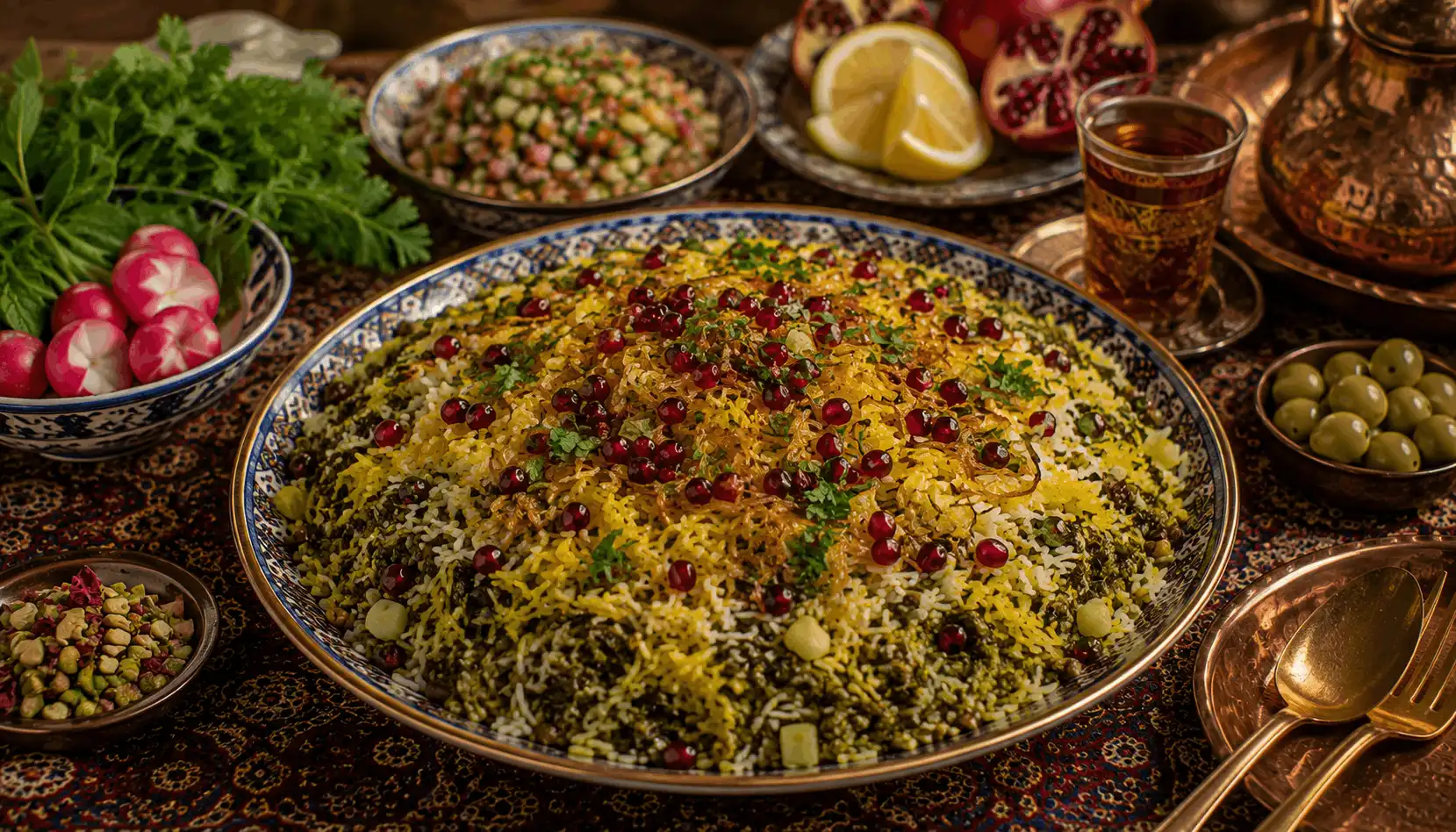 Kalam Polo Shirazi (کلم پلو شیرازی), traditionelle Reisspezialit&auml;t aus Shiraz mit Wei&szlig;kohl und Fleischb&auml;llchen.