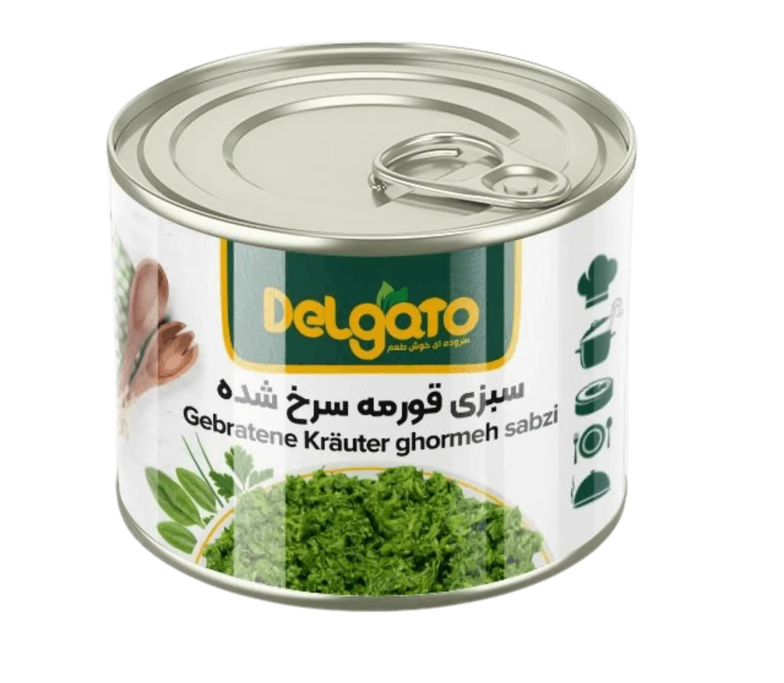 Gebratene Ghormeh-Sabzi-Kr&auml;uter als vorbereitete Kochgrundlage